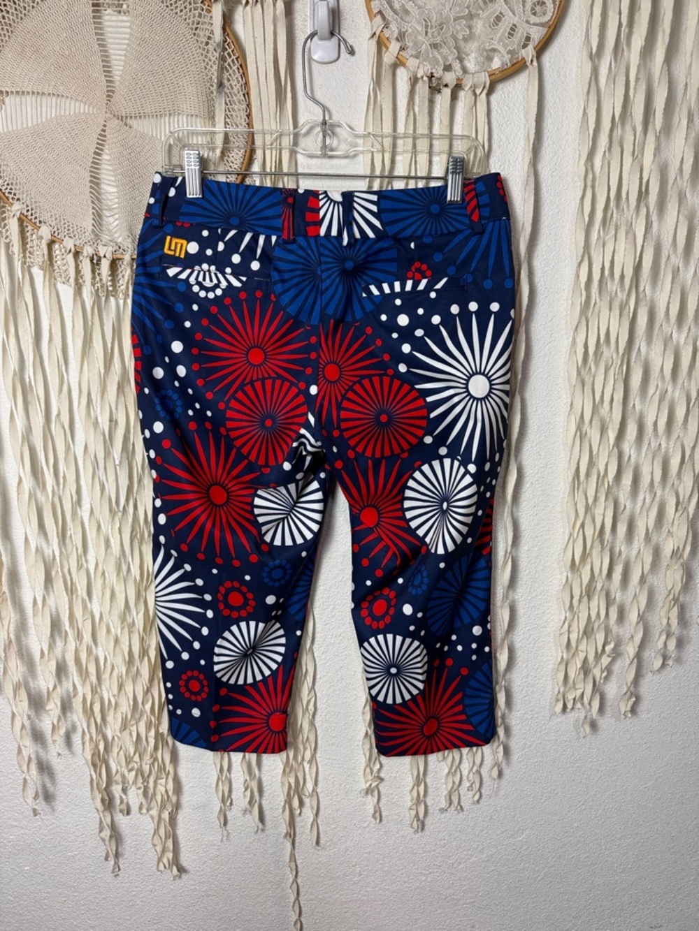 Loudmouth Navy Red White Blue Firework-Print Capris - Picture 6 of 10